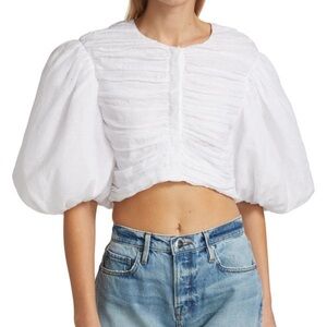 FRAME Gathered Puff Sleeve Top NWT